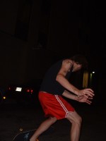 skateboarding in the alley